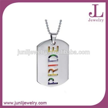 Stainless Steel Rainbow Jewelry Gay Men Double Dog Tags Pride Rainbow Pendants