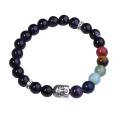 7 perles de pierres précieuses chakra bouddhisme et alliage de Bouddha bleu Goldstone Bracelet