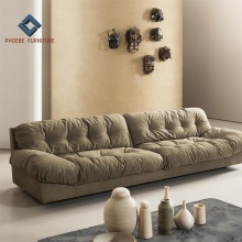 Comfort Nubuck Grain Leather Milano Sofa Set for Living Room Sectional Couch