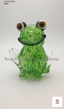 Green Frog Glass Sculpture