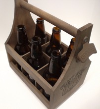 Torched Wood 6-Pack Beer Carrier Caddy With Handle