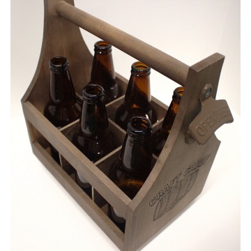 Torched Wood 6-Pack Beer Carrier Caddy With Handle