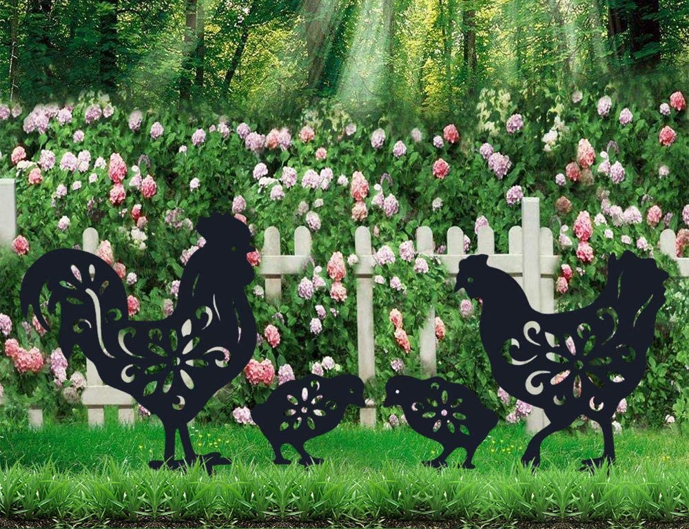 Metal Grooster Decorative Garden Stakes