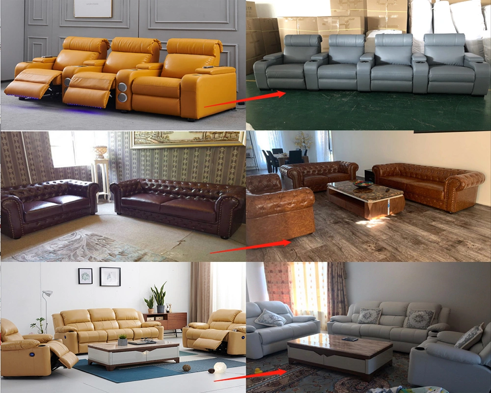 Factory Price Genuine Leather Living Room Modern Furniture Wood Frame Sofa Set