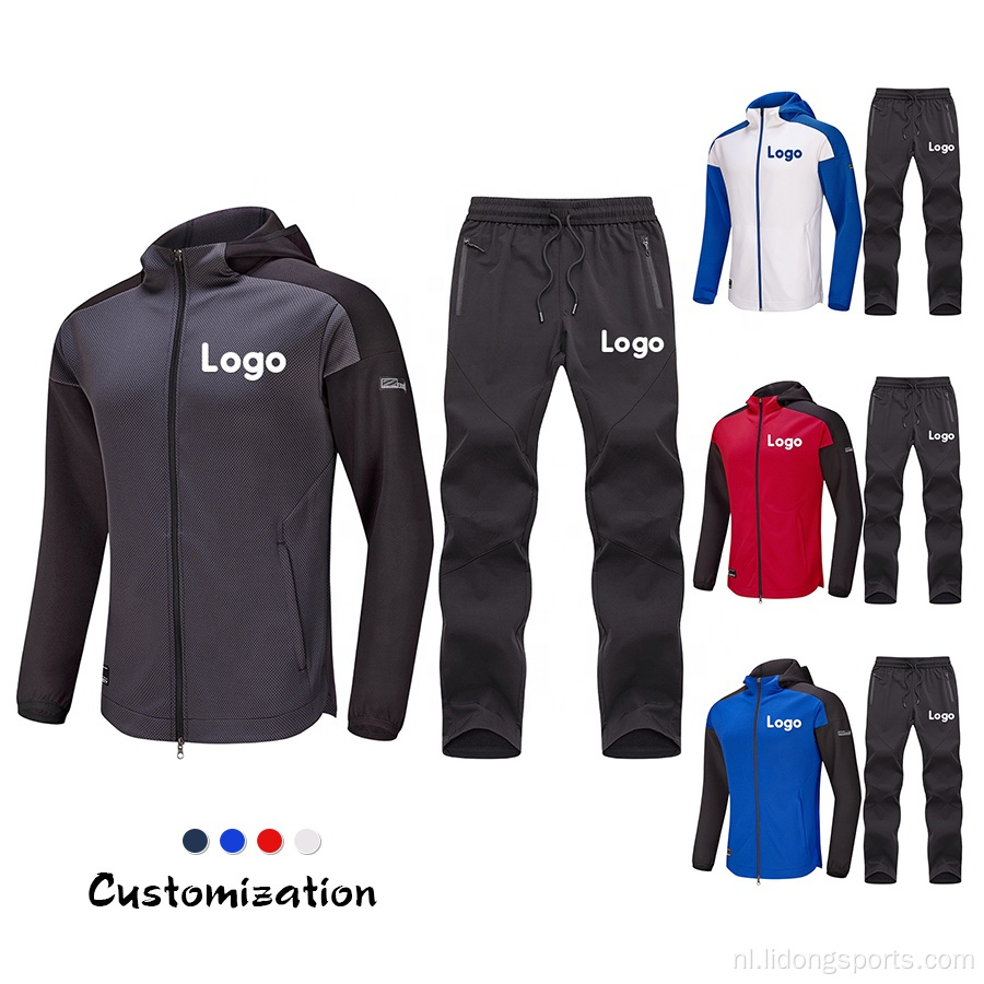 Aangepaste unisex logo tracksuit heren hoodies met jogers