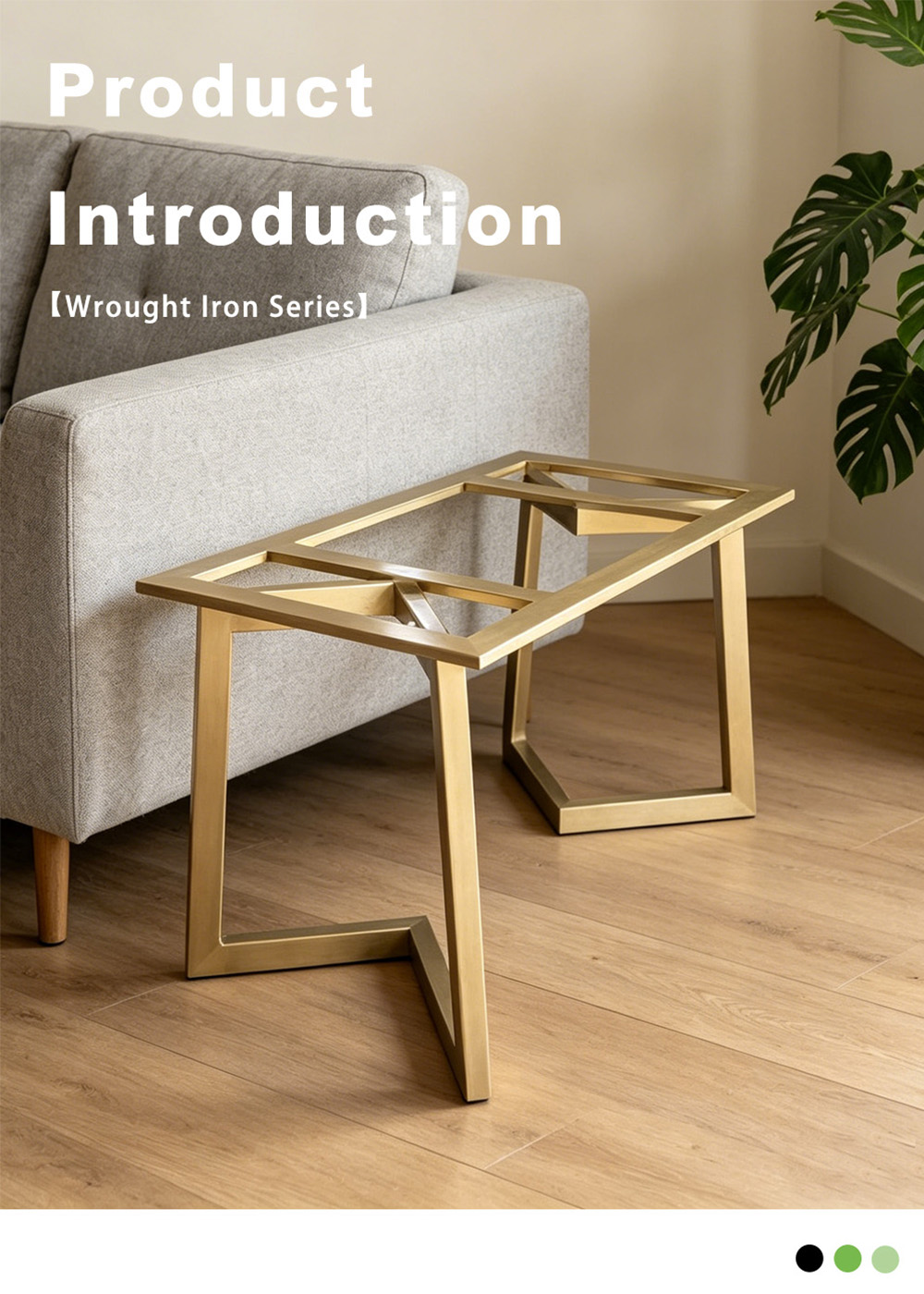 Cadre de table basse en fer géométrique irrégulier X Irregular geometric iron coffee table frame X