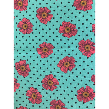 Dots Flower Design Polyester Bubble Crepe Printing Fabric