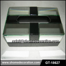 Fashion black white glass tissue box