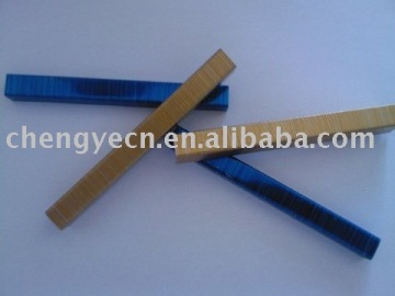 blue and golden glue coated fine wire staple