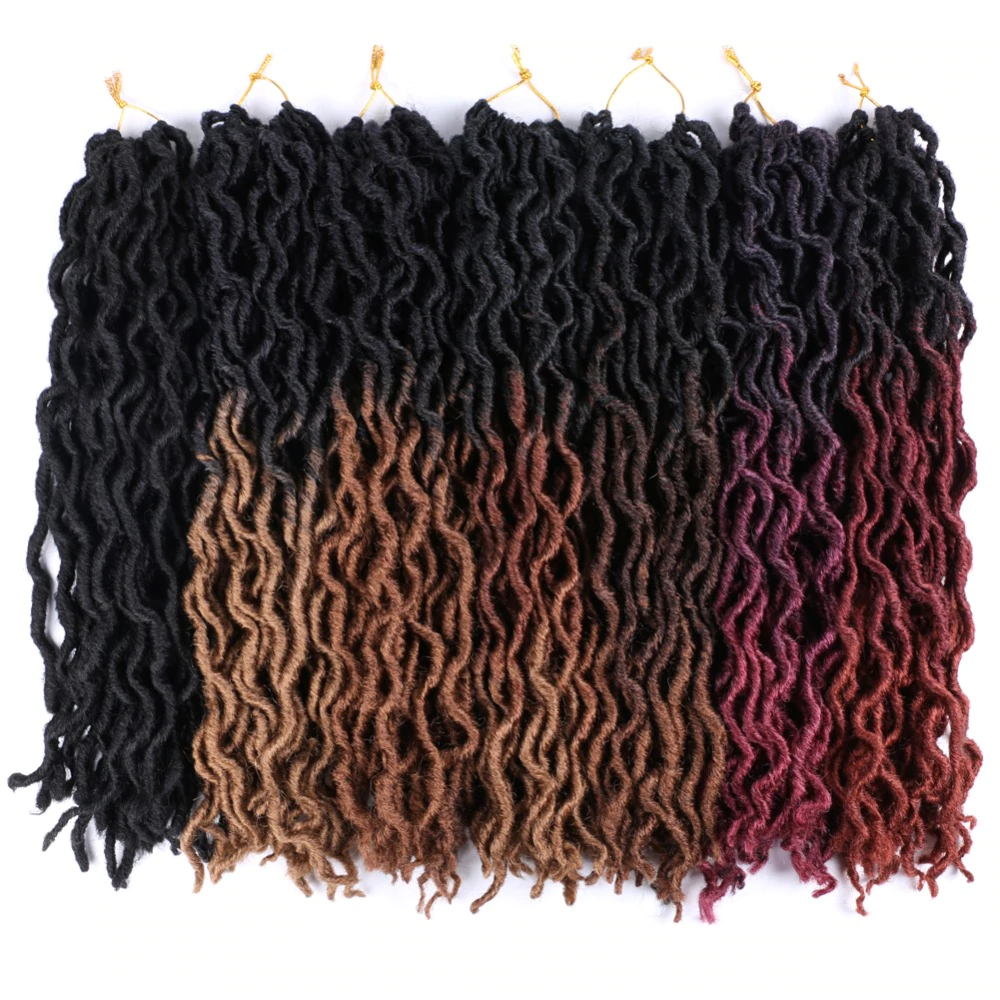 18inch Synthetic Gypsy Locs Crochet Faux Nu Locs Wavy Goddess Locs Boho Dreadlocks Twist Braiding Hair Extension