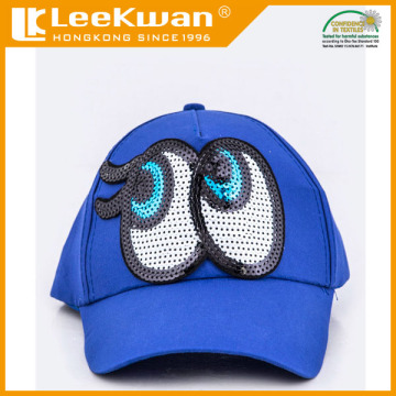 Eyes sequin embroidered applique with adhesive backing for hat