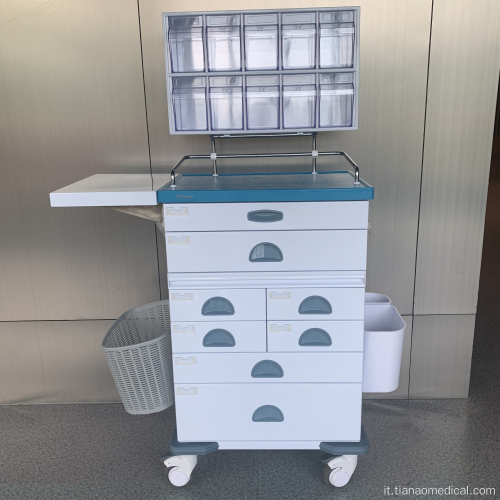 Carrello per anestesia Tianao con organizer per contenitori inclinabili