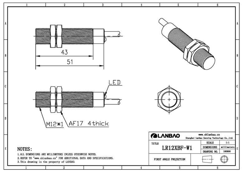 LANBAO Low Temperature Resistant 10-30VDC Inductive Sensor with PUR Cable