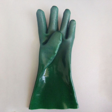 Green pvc coated safety rubber work hand glove