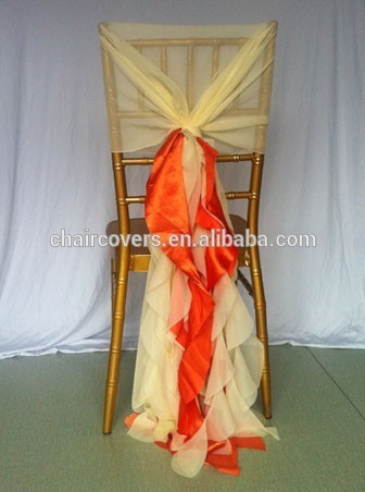 YHS#502 chiffon taffeta back cover polyester banquet wedding wholesale chair cover sash bow