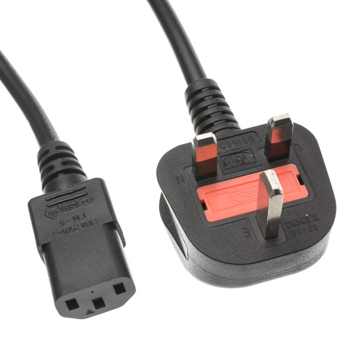 PVC Outer material 6 ft UK power cord with fuse switch and C13 ending