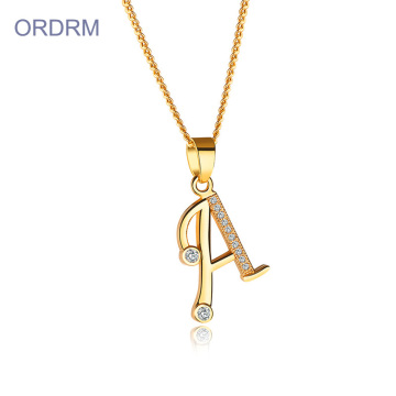 Custom Diamond Gold Initial Pendant Necklace