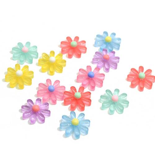 Fancy Transparent Flower Shaped Cute Cabochon Mädchen Bekleidungszubehör Perlen Schlafzimmer Schreibtisch Ornamente Charms