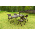 Plastic Bi-folding Table 183cm Length Rattan Brown