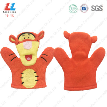 Lovely orange kids bath gloves