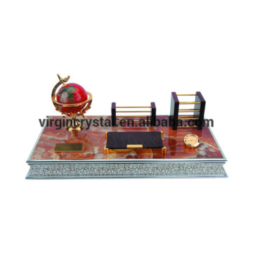 Simple Wood Office Organizer Plastic Globe With Wooden Holder For Office Souvenirs