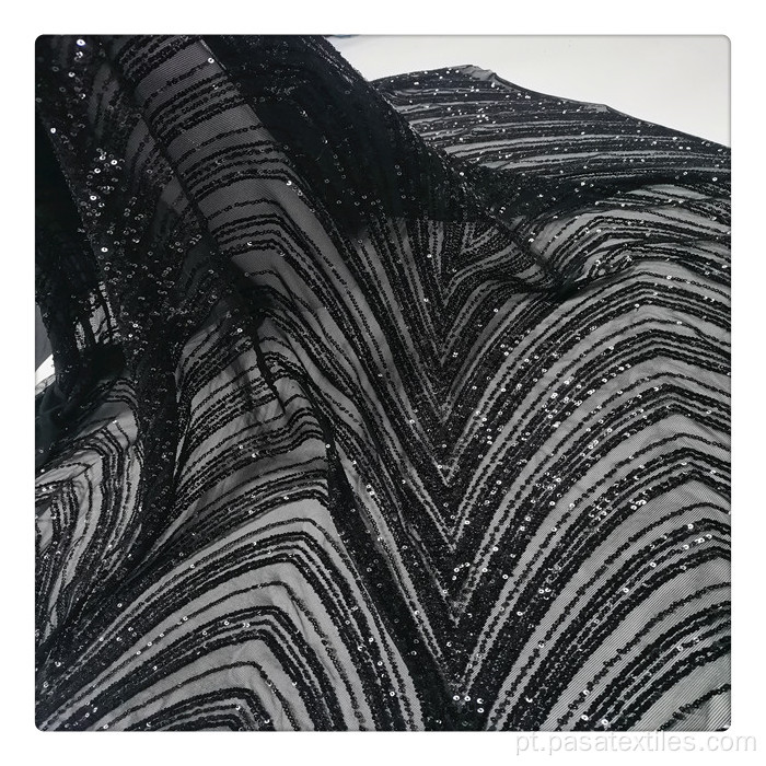 Bordado de tecido de renda de laca bordados em tecido bordado de pano preto para vestidos