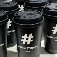 Custom Printed PLA Double-Wall Coffee Cups with Kraft Lids - Personalized Logo