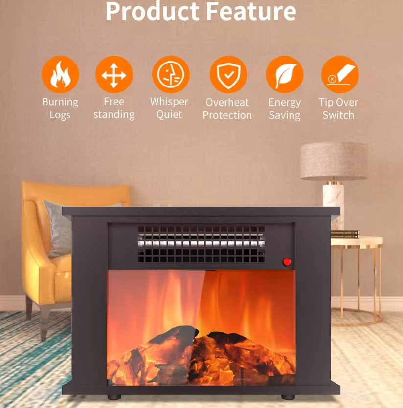 2024 new style Factory customized 1000W decorative indoor Flame effect Electric fireplaces heater for sale