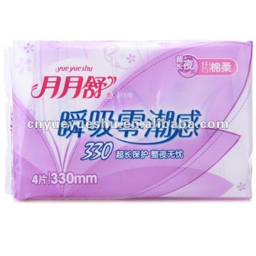 fan-shaped wings sanitary pads with blue incore