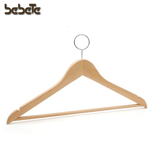 High Quality Wooden Hotel Hangers with a Anti-theft Ring