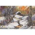 snow oil painting glass mosaic tiles