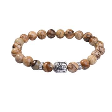 Natural Picture Jasper 8MM Gemstone Buddhism Prayer Beads Bracelets