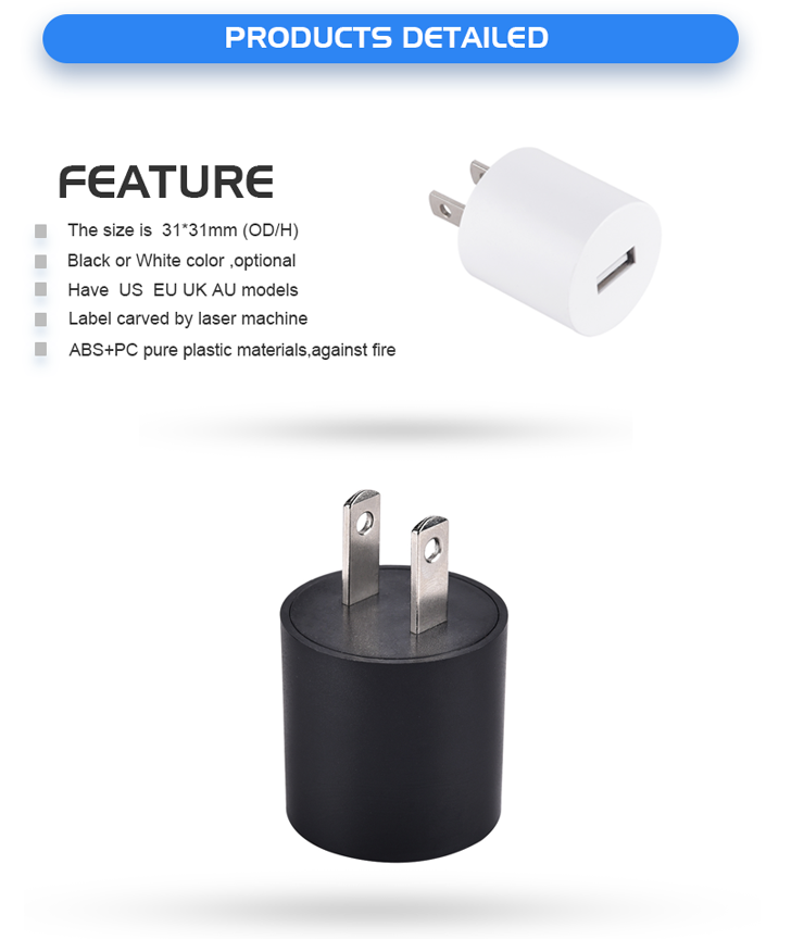 Level VI 5v 1a 5w usb power adapter with ULCUL GS TUV CE FCC ROHS RCM,2 years warranty