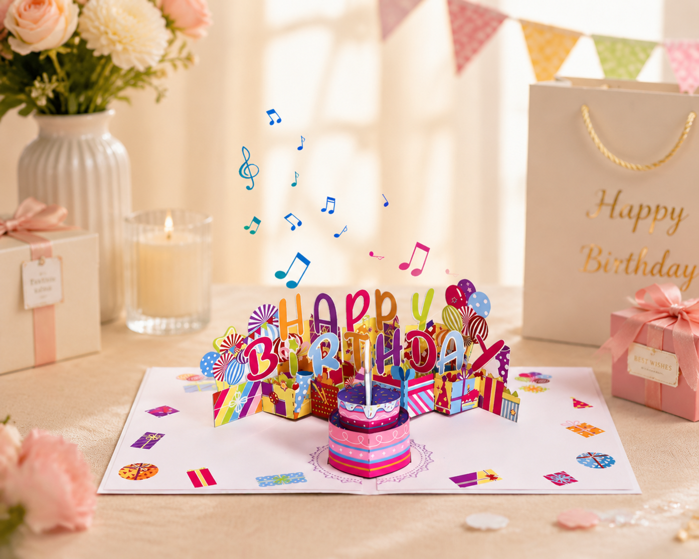 Wyskakująca kartka urodzinowa z muzyką Pop up birthday card with music