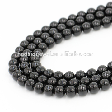 Bulk order AAA smooth loose gemstone bead natural black onyx stone bead for jewelry making