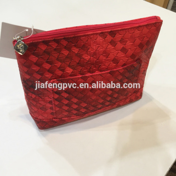Weaving pattern PU cosmetic bag with custom logo