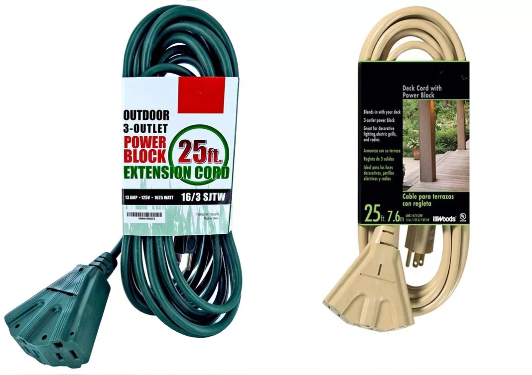 Outdoor Extension Cord Triple Outlet Heavy Duty Custom Length / Color Power Cable