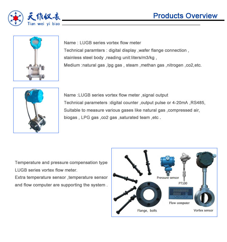 LUGB vortex LPG gas flow meter