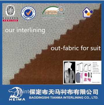 popular fusible woven interlining fabric used in tailored jacket 8395