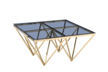Luxury Gold Coffee Table Featuring Grey Glass Top