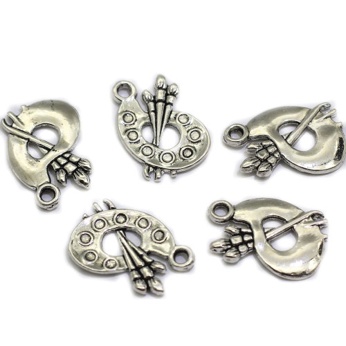 17mm Alloy Charm Art Brush And Palette Charms For Necklace Earring Bracelet Pendant Jewelry Making