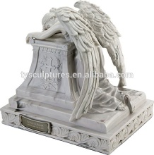 Famous popular handmade hells white marble angels in mourning statue for graveyard decoration