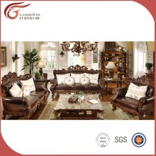 hand carved artistic leather sofa setA27