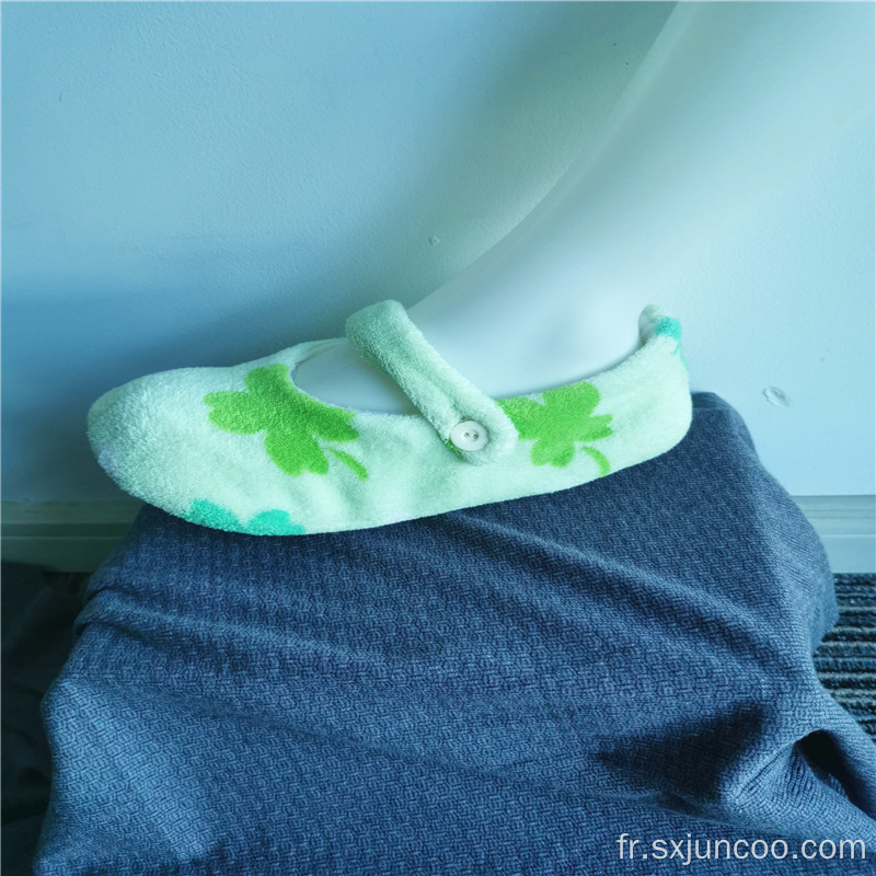 Plantes Imprimées Bande Velcro Intérieur Pantoufles Pour Enfants Chaussettes