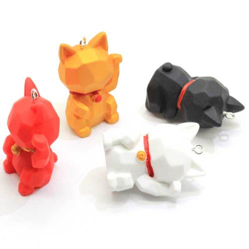 New Kawaii 23*30*42MM Resin Cartoon Fortune Cat Charms Bulk 100Pcs Cartoon Animal Fortune Cat Pendants Jewelry