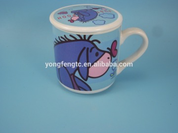 YF18888 custom print porcelain mug with lid