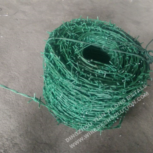 14 gGreen PVC Coated Barbed Wire