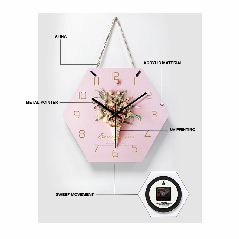 Hot Sale Creative Fashion Acrylic Wall Clock Organic Glass Clock