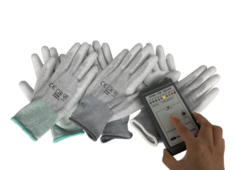 OEM Logo 13 Gauge Polyester Knitted Conductive Carbon Filament PU Coated Anti-static Gloves