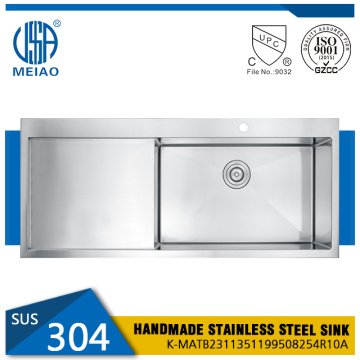 ड्रेनबोर्ड स्टेनलेस स्टील 304 हस्तनिर्मित स्वयंपाकघर सिंक